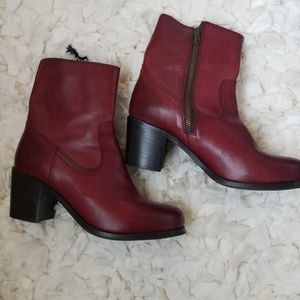 Frye Red Leather Heeled Boots